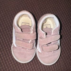 Kids Pink Vans Velcro Sneakers